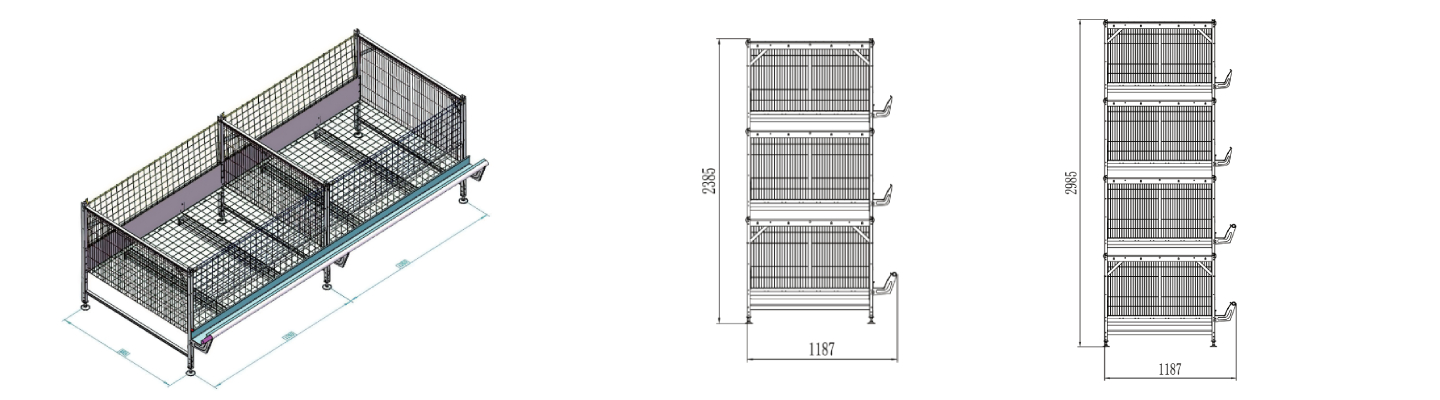 Cage simple pour canard de chair